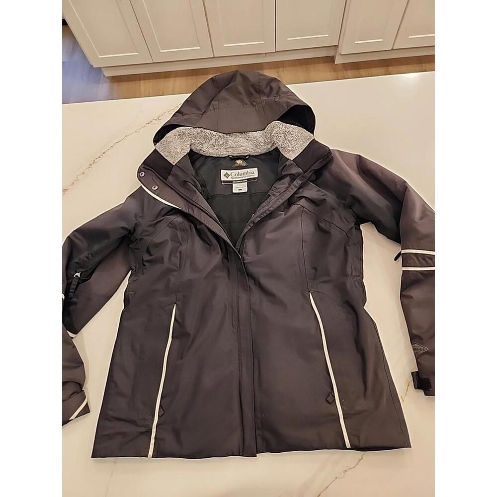 Columbia Womens Glacial Glide Jacket Omni-Tech Black Ski Coat Size Large